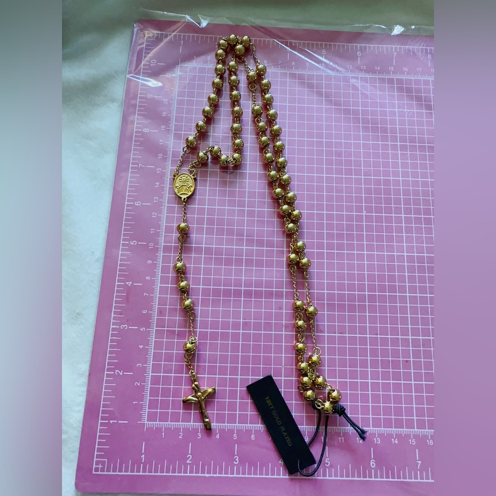 Elite force 18kt gold plated 925 sterling silver necklace Jesus Christ cross NWT